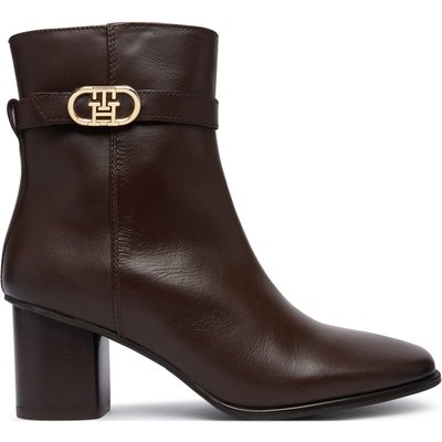 Stiefeletten Tommy Hilfiger Th Strap Leather Block Heel Boot FW0FW09488 Braun