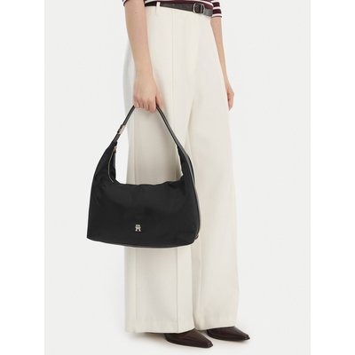 Handtasche Tommy Hilfiger Th Go Hobo Nylon AW0AW18229 Schwarz