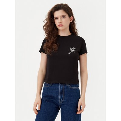Calvin Klein Jeans T-Shirt Script Institutional J20J224984 Schwarz Slim Fit