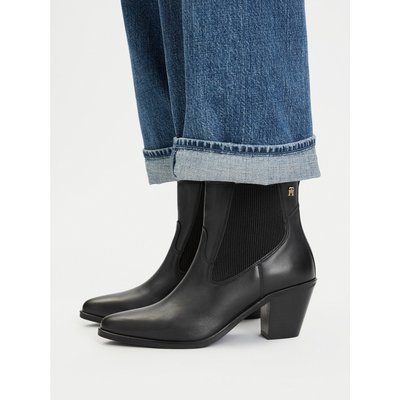 Stiefeletten Tommy Hilfiger Leather Western Chelsea Boot FW0FW09582 Schwarz