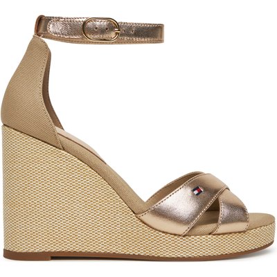 Sandalen Tommy Hilfiger Flag Metallic High Wedge Espad FW0FW08811 Goldfarben