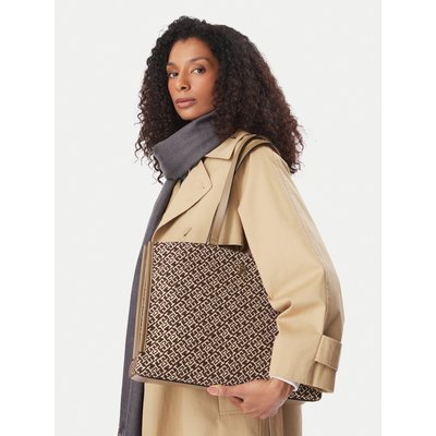 Handtasche Tommy Hilfiger Th Jacquard Tote AW0AW19009 Braun