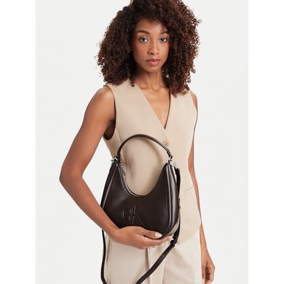 Handtasche Calvin Klein Bold Ck Small Crescent Bag LV04F3561G Dunkelbraun