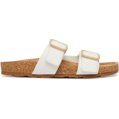 Pantoletten Tommy Hilfiger Double Strap Cork Sandals FW0FW09118 Weiß