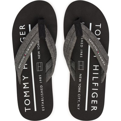 Zehentrenner Tommy Hilfiger Hilfiger Chambray Beach Sandal FM0FM05751 Grau