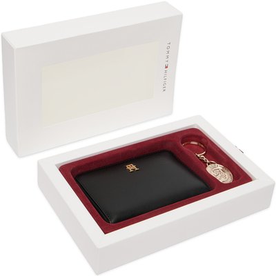 Geldbörse und Schlüsselanhänger Set Tommy Hilfiger Th Gifting Med Za + Charm AW0AW18955 Schwarz