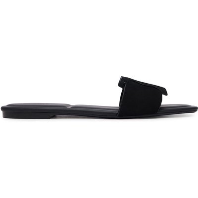 Pantoletten Calvin Klein Square Flat Sndl Embl Suede HW0HW03055 Schwarz