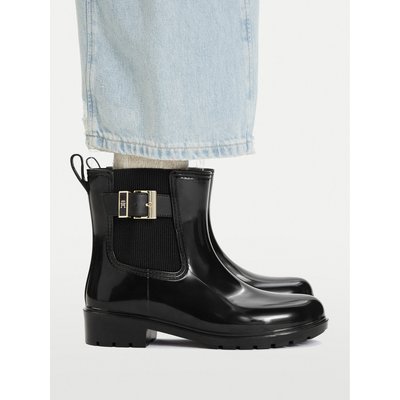Gummistiefel Tommy Hilfiger Th Buckle Glossy Ankle Rain Boot FW0FW09543 Schwarz