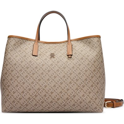 Handtasche Tommy Hilfiger Th Monoplay Satchel AW0AW19173 Beige