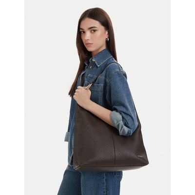 Handtasche Calvin Klein Slouchy Leather Md Shoulder Bag LV04F3543G Braun