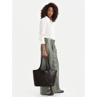 Handtasche Calvin Klein Bold Ck Shopper LV04F3562G Dunkelbraun
