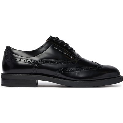 Halbschuhe Tommy Hilfiger Lth Abrasivato Brogue Shoe FM0FM06078 Schwarz