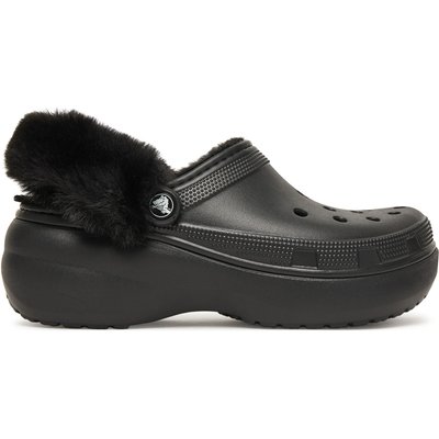 Pantoletten Crocs Classic Platform Fuzz Lined Clog 212854 Schwarz