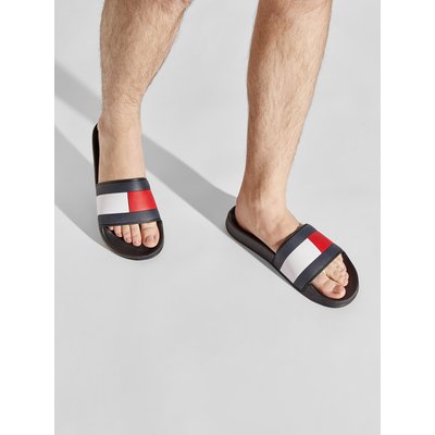 Pantoletten Tommy Hilfiger Rubber Th Flag Pool Slide FM0FM04263 Schwarz