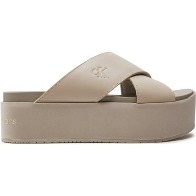 Pantoletten Calvin Klein Jeans Flatform Cross Mg Uc YW0YW01349 Beige