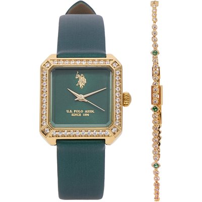 Uhr und Armband Set U.S. Polo Assn. USP6450TW Dunkelgrün