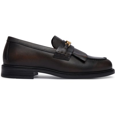 Slipper Tommy Hilfiger Th Chain Fringe Leather Loafer FW0FW09668 Dunkelbraun