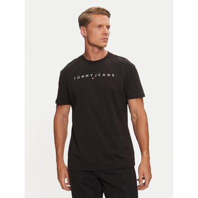 Tommy Jeans T-Shirt Linear Logo DM0DM20744 Schwarz Regular Fit
