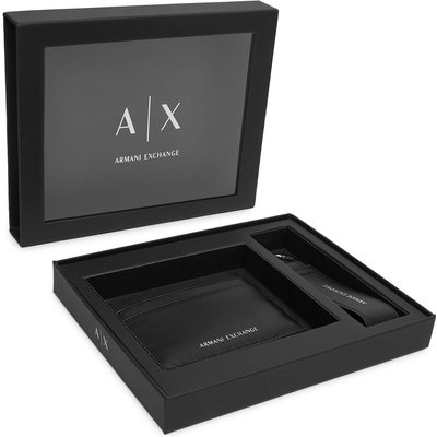 Kartenetui und Schlüsselanhänger Set Armani Exchange XM002217 AF22541 UC001 Schwarz