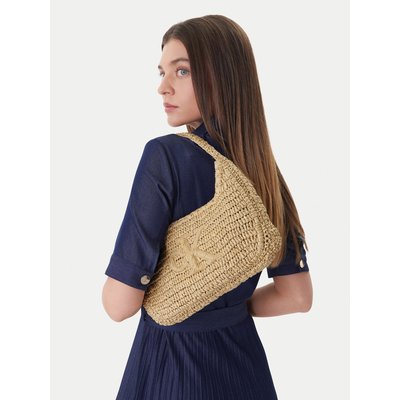 Handtasche Calvin Klein Bold Ck Raffia Sm Shoulder Bag LV04F3449G Braun