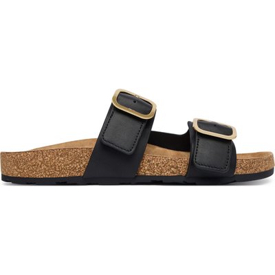 Pantoletten Tommy Hilfiger Leather Double Strap Cork Sandals FW0FW09118 Schwarz