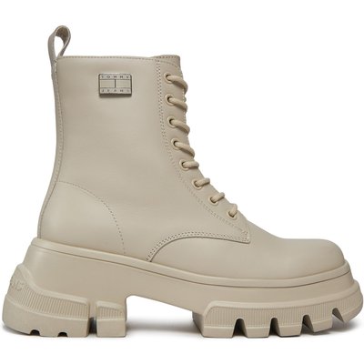 Schnürstiefeletten Tommy Jeans Tjw Chunky Leather Boot EN0EN02503 Beige