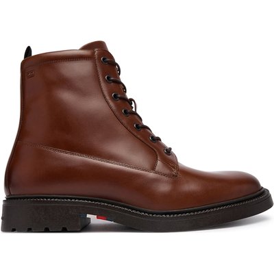 Schnürschuhe Tommy Hilfiger Corporate Casual Lth Boot FM0FM06174 Braun