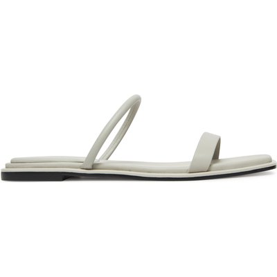 Pantoletten Calvin Klein Flat Sandal Squared 2-Bar Lth HW0HW02532 Écru