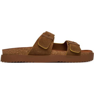 Pantoletten Tommy Hilfiger Cork Adjustable Suede Sandal FM0FM05869 Braun