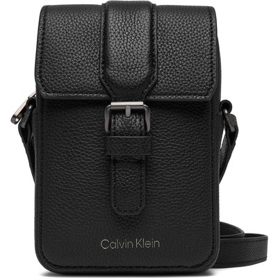 Umhängetasche Calvin Klein Leather Slim Flap Reporter LV04D3323G Schwarz