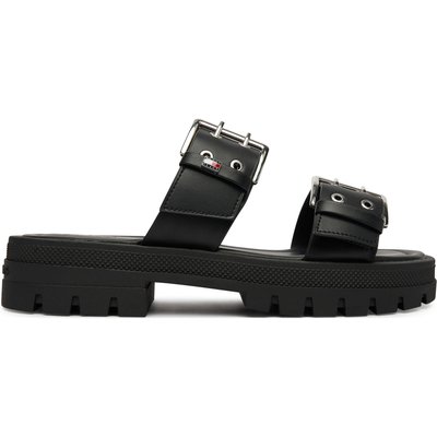 Pantoletten Tommy Jeans Tjw Buckle Straps Sandal EN0EN02966 Schwarz