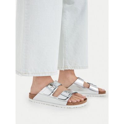 Pantoletten Birkenstock Arizona Metallic 1005961 Silberfarben