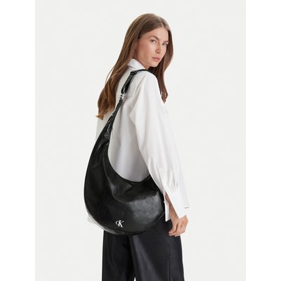 Handtasche Calvin Klein Buckle Convertible Hobo Bag LV04F3446G Schwarz