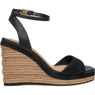 Espadrilles Tommy Hilfiger Leather & Suede High Wedge Espad FW0FW08803 Schwarz