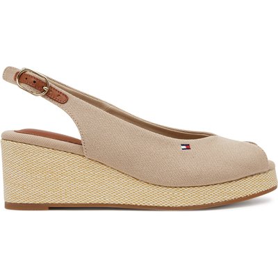 Sandalen Tommy Hilfiger Flag Mid Wedge Espad Slingback FW0FW08595 Beige