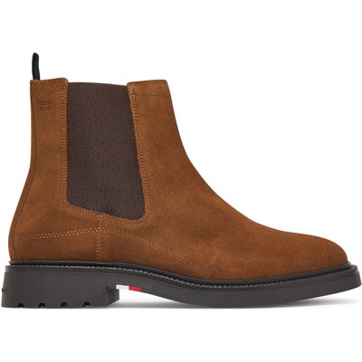 Klassische Stiefeletten Tommy Hilfiger Corporate Casual Suede Chelsea FM0FM05952 Braun