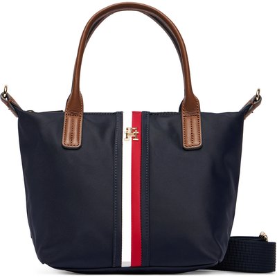 Handtasche Tommy Hilfiger Popette Mini Tote Corp AW0AW19025 Dunkelblau
