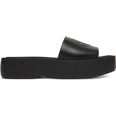 Pantoletten Calvin Klein Flatf Sndl Lth Mg HW0HW03026 Schwarz