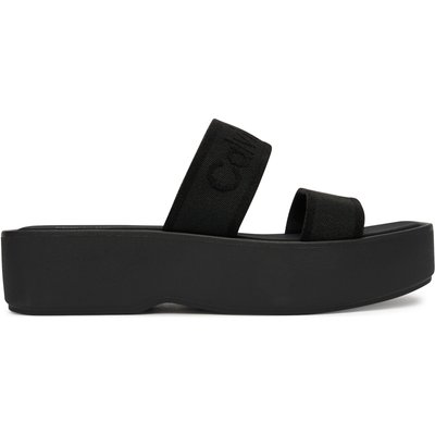 Pantoletten Calvin Klein Flatform Sndl Webbing HW0HW02878 Schwarz