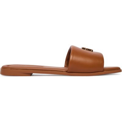 Pantoletten Tommy Hilfiger Th Logo Hardware Leather Mule FW0FW09292 Braun