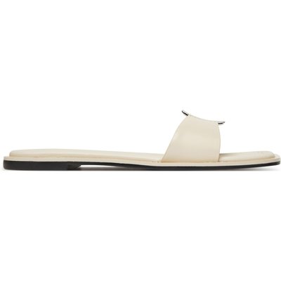Pantoletten Calvin Klein Flat Slide W/Ck Hw Big - Lth HW0HW02482 Écru