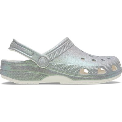 Pantoletten Crocs Classic Iridescent Glitter Clog 211005 Silberfarben