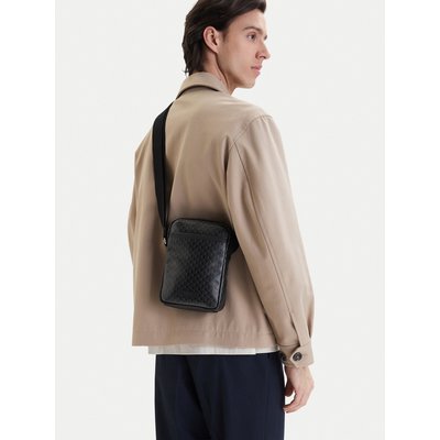 Umhängetasche Calvin Klein Emblem Aop Coated Slim Reporter LV04D3334G Schwarz