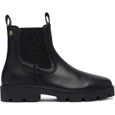 Klassische Stiefeletten Tommy Hilfiger Th Monogram Leather Chelsea Boot FW0FW09562 Schwarz