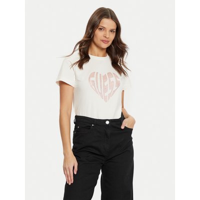 Guess T-Shirt V5RI08 J1314 Écru Slim Fit