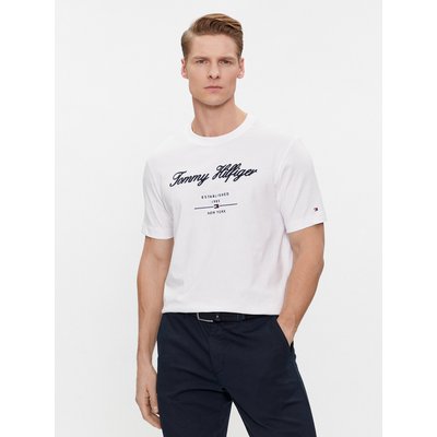 Tommy Hilfiger T-Shirt Script Logo Tee MW0MW33691 Weiß Regular Fit