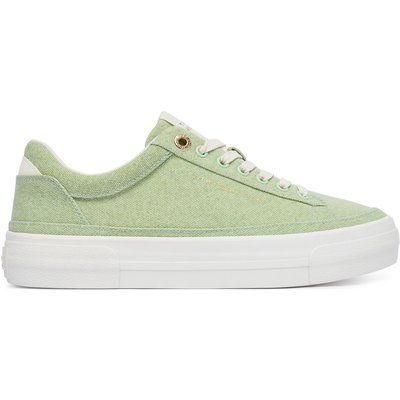 Sneakers Tommy Hilfiger Washed Canvas Platform Trainers FW0FW09172 Grün