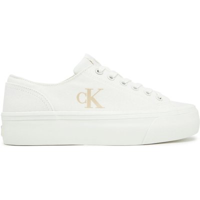 Sneakers aus Stoff Calvin Klein Jeans Vulc Flatform Low Cv Mg YW0YW01763 Weiß
