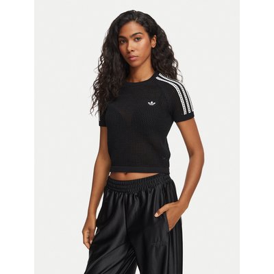adidas T-Shirt Knitted Crochet Tee KC6481 Schwarz Regular Fit