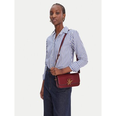 Handtasche Tommy Hilfiger Th Script Flap Crossover AW0AW18399 Dunkelrot